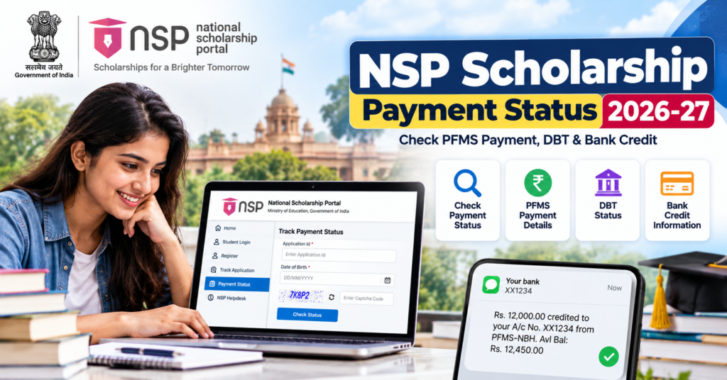NSP Scholarship Payment Status 2026-27: Check PFMS Payment, DBT & Bank Credit
