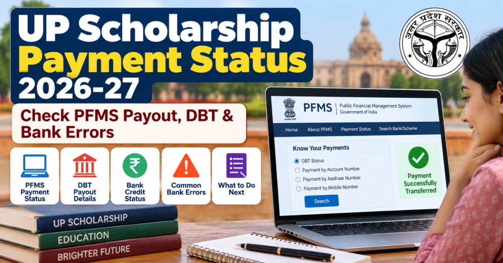 UP Scholarship Payment Status 2026-27: Check PFMS Payout, DBT & Bank Errors
